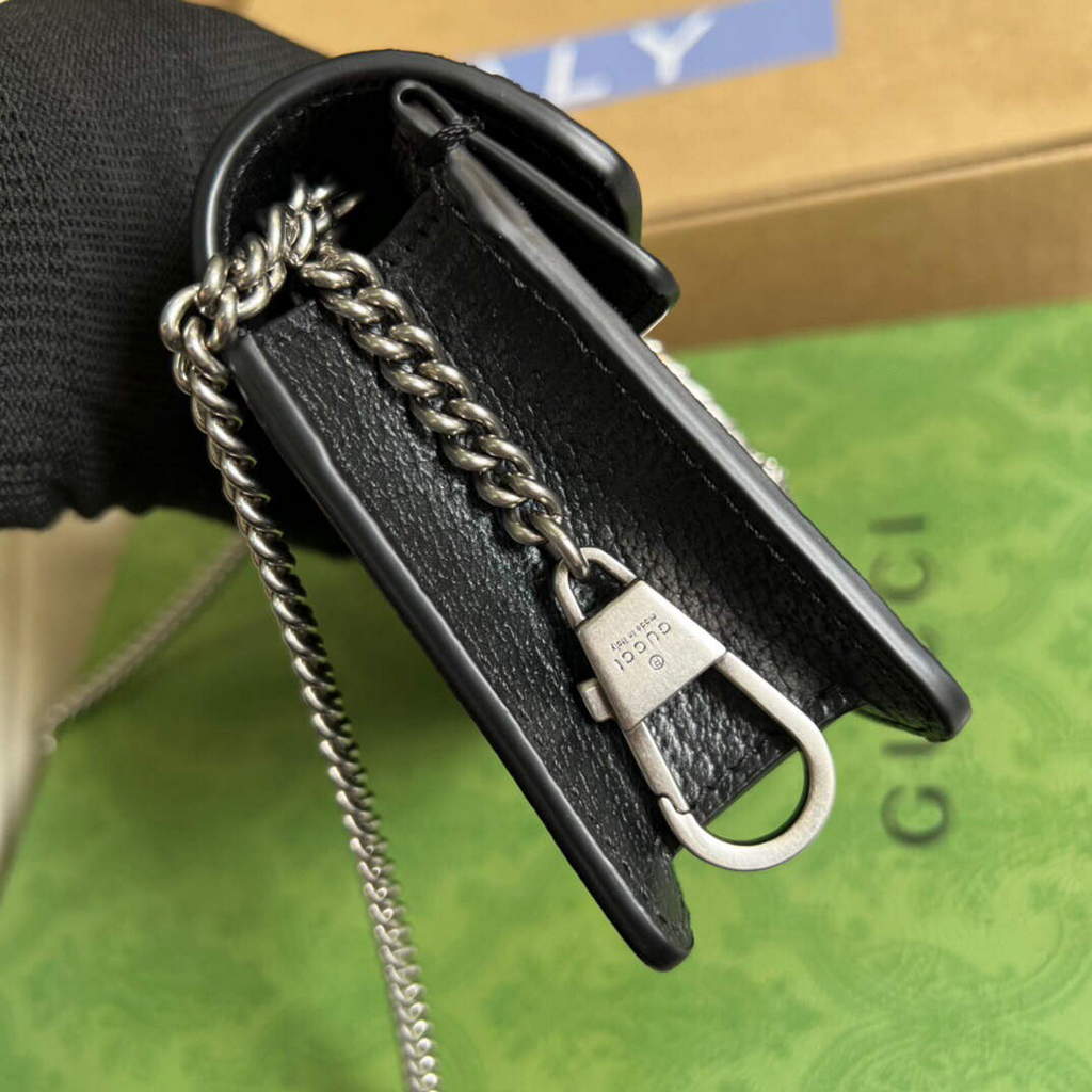 Gucci 476432 Dionysus GG Super Mini Bag Black