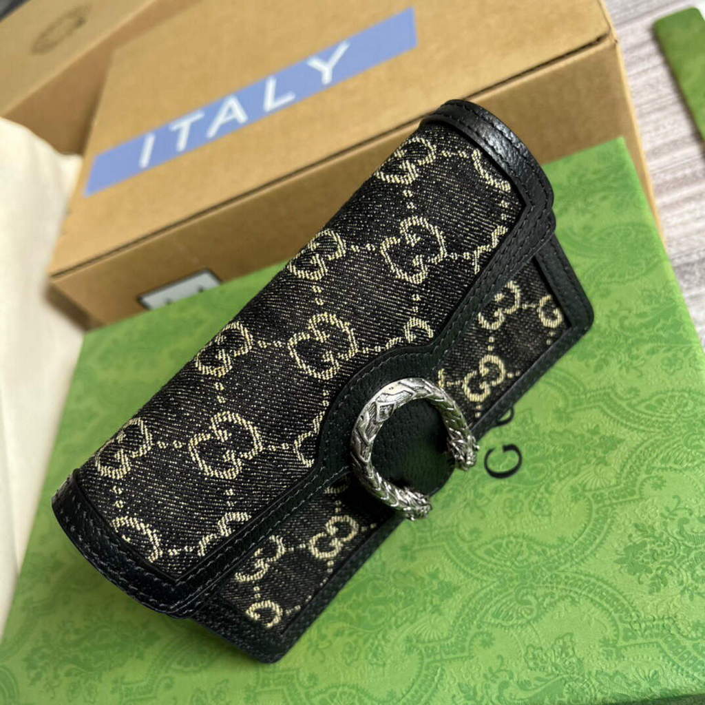 Gucci 476432 Dionysus GG Super Mini Bag Black