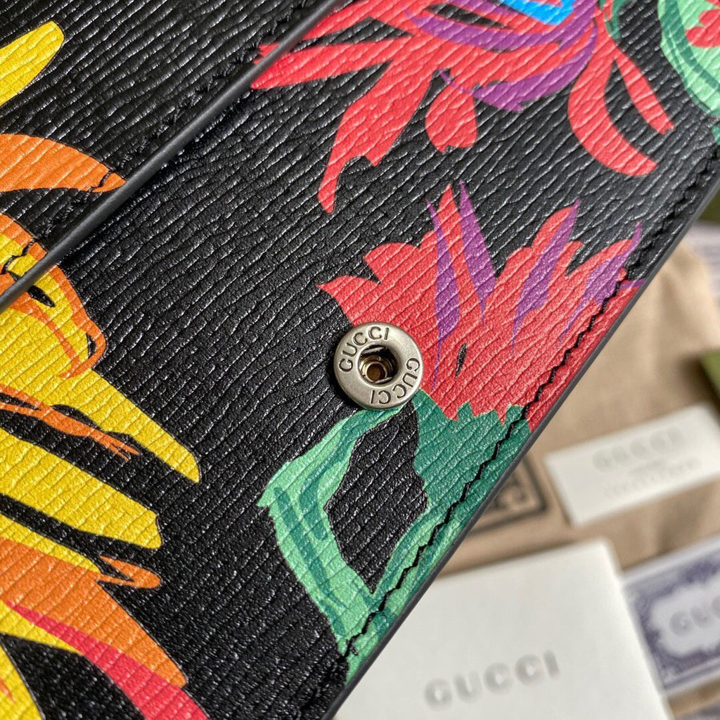 Gucci 476432 Ken Scott Print Dionysus Super Mini Bag Black Leather