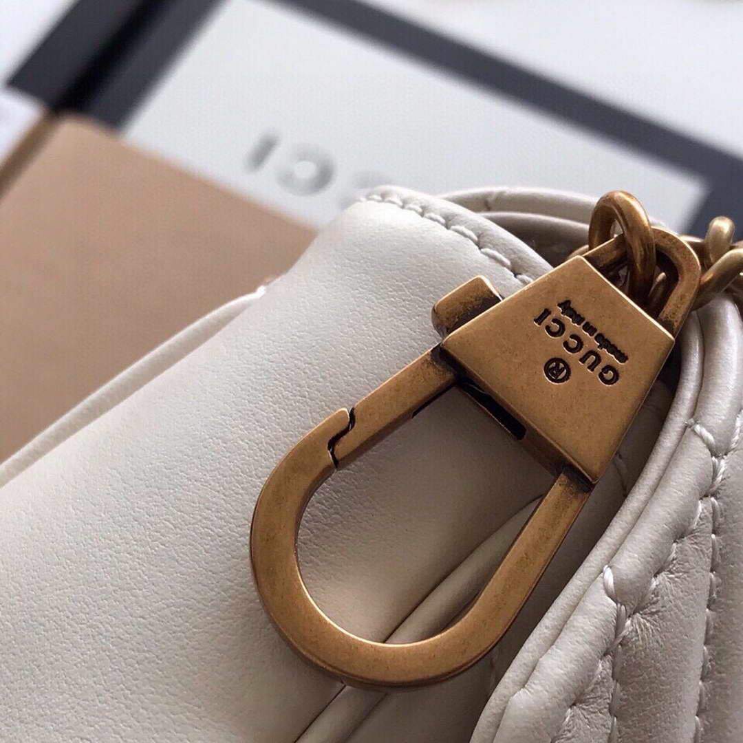 Gucci 476433 GG Marmont Matelass¨¦ Leather Super Mini Bag White - luxibagsmall