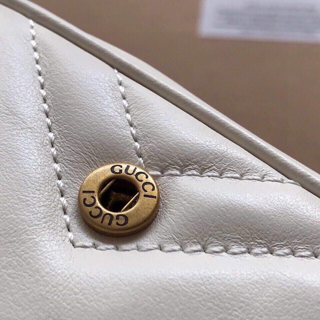 Gucci 476433 GG Marmont Matelass¨¦ Leather Super Mini Bag White - luxibagsmall
