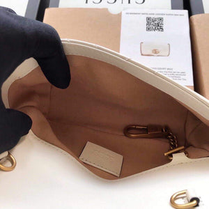 Gucci 476433 GG Marmont Matelass¨¦ Leather Super Mini Bag White - luxibagsmall