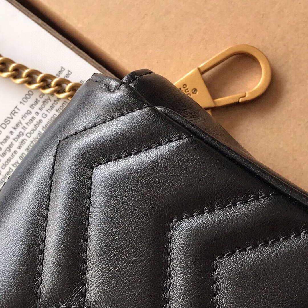 Gucci 476433 GG Marmont Matelass¨¦ Leather Super Mini Bag Black - luxibagsmall