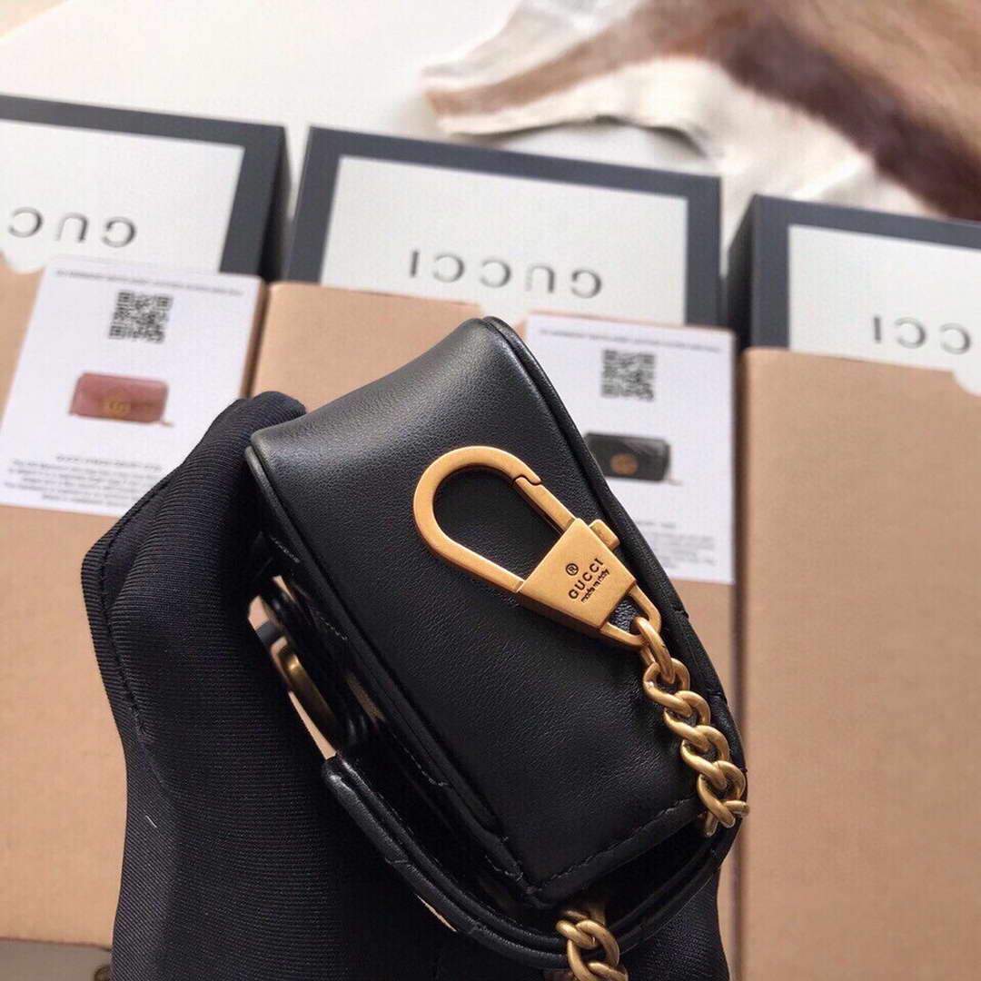 Gucci 476433 GG Marmont Matelass¨¦ Leather Super Mini Bag Black - luxibagsmall