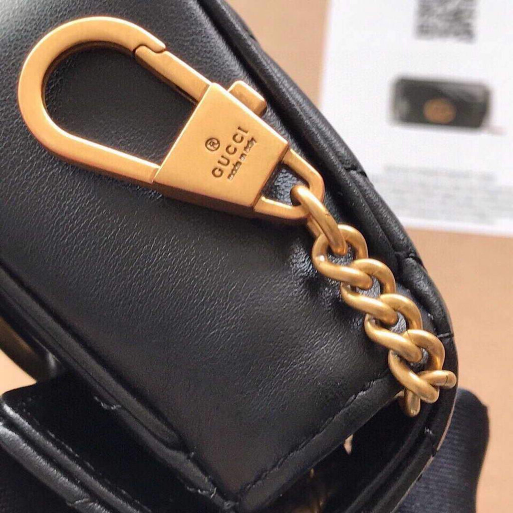 Gucci 476433 GG Marmont Matelass¨¦ Leather Super Mini Bag Black - luxibagsmall