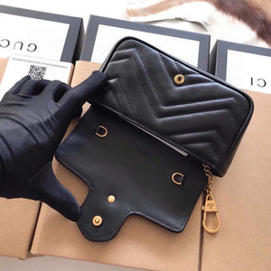 Gucci 476433 GG Marmont Matelass¨¦ Leather Super Mini Bag Black - luxibagsmall