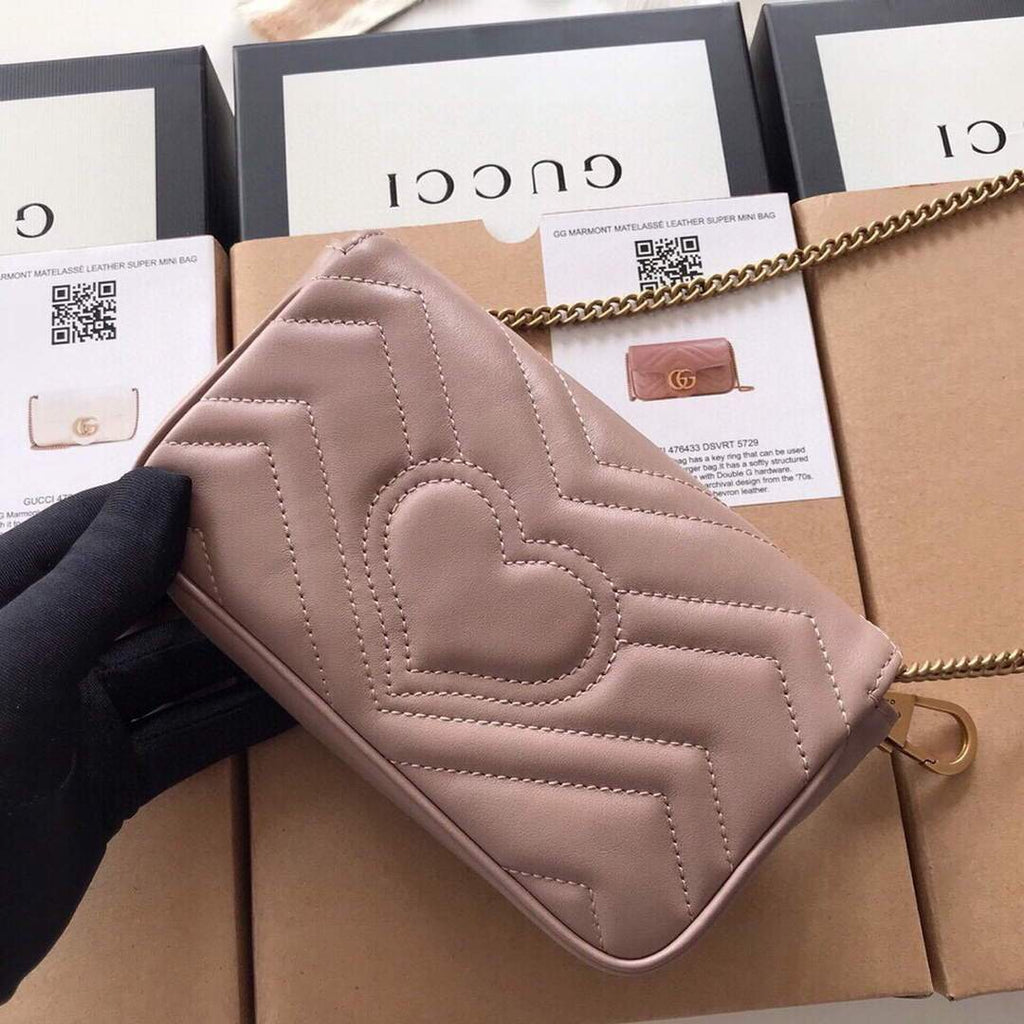 Gucci 476433 GG Marmont Matelass¨¦ Leather Super Mini Bag Light Pink - luxibagsmall