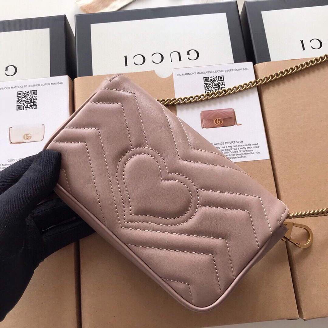 Gucci 476433 GG Marmont Matelass¨¦ Leather Super Mini Bag Light Pink - luxibagsmall