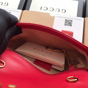 Gucci 476433 GG Marmont Matelass¨¦ Leather Super Mini Bag Red - luxibagsmall