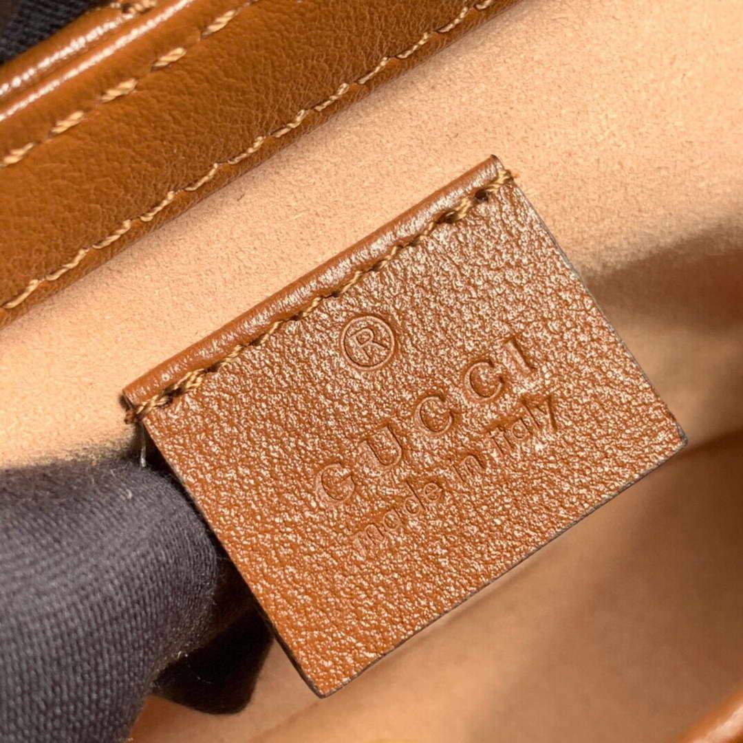 Gucci 476433 GG Marmont Matelass¨¦ Leather Super Mini Bag Brown - luxibagsmall