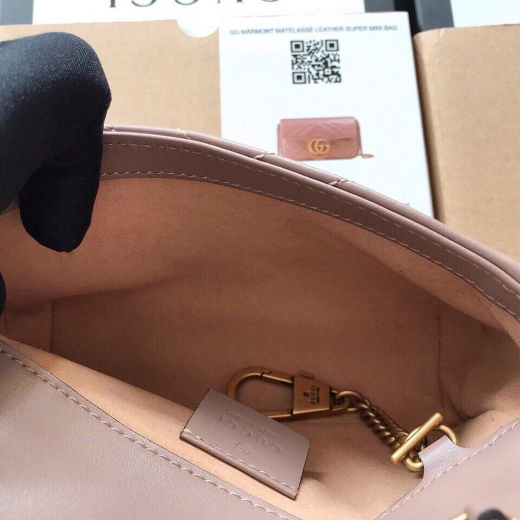 Gucci 476433 GG Marmont Matelass¨¦ Leather Super Mini Bag Light Pink - luxibagsmall