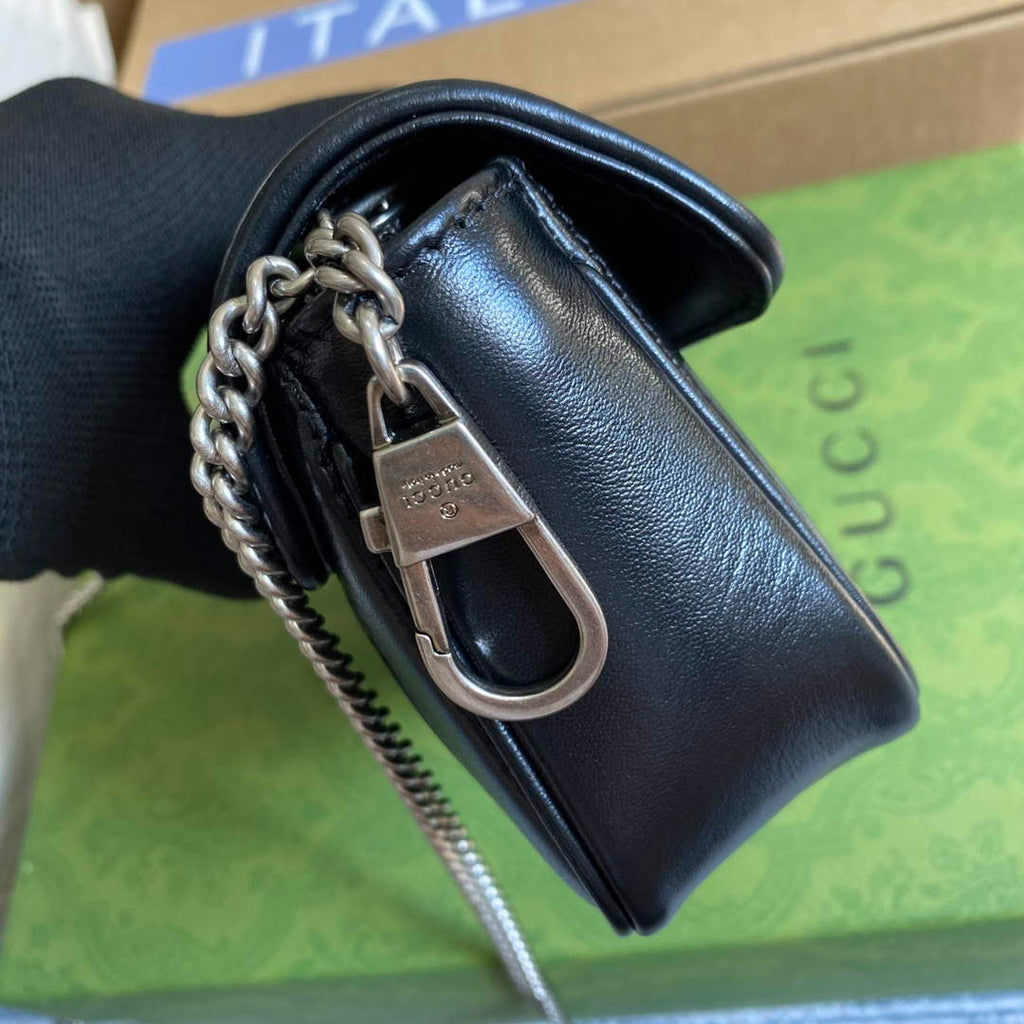 Gucci 476433 GG Marmont Super Mini Bag Black
