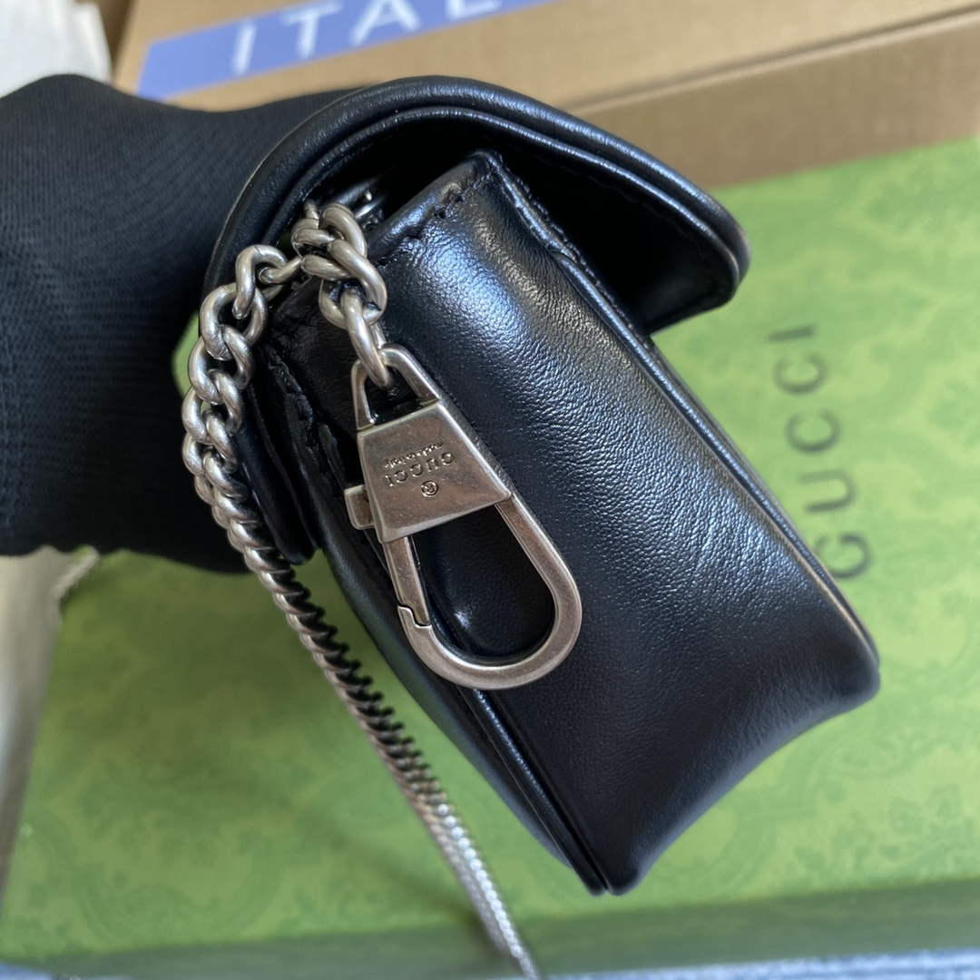 Gucci 476433 GG Marmont Super Mini Bag Black - Default Title - View 4