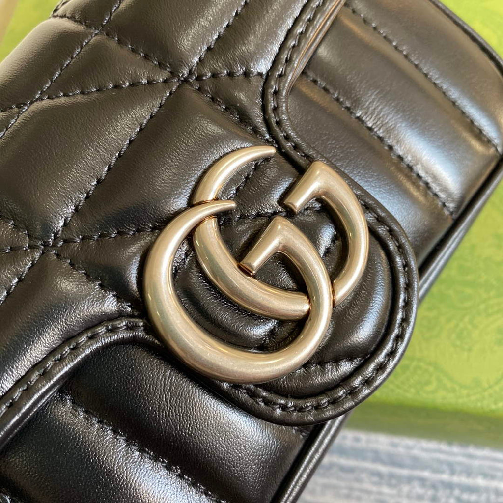 Gucci 476433 GG Marmont Super Mini Bag Black
