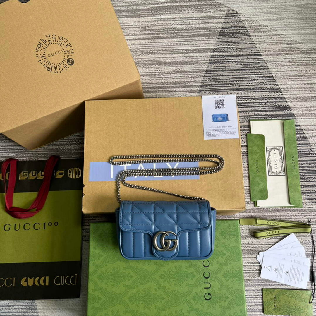Gucci 476433 GG Marmont Super Mini Bag Blue