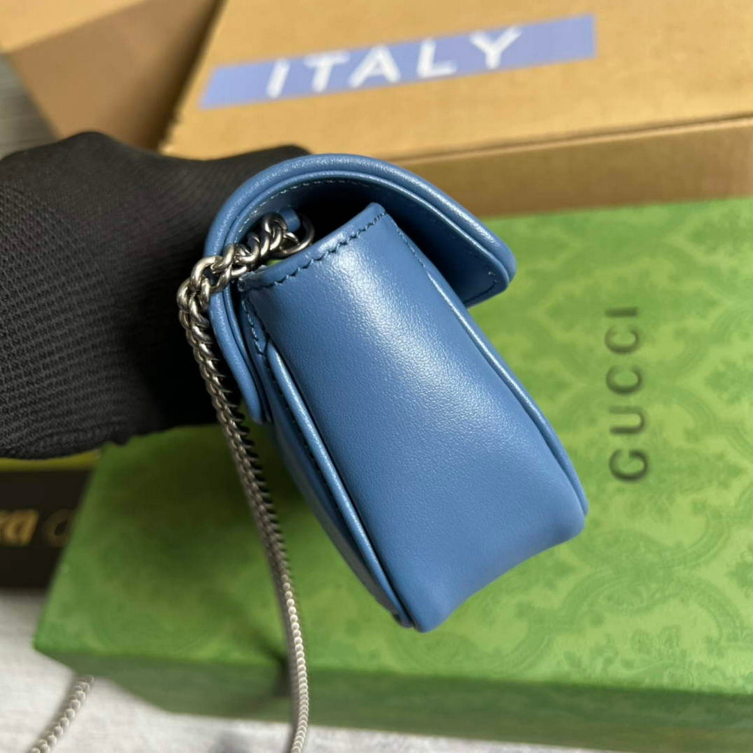 Gucci 476433 GG Marmont Super Mini Bag Blue