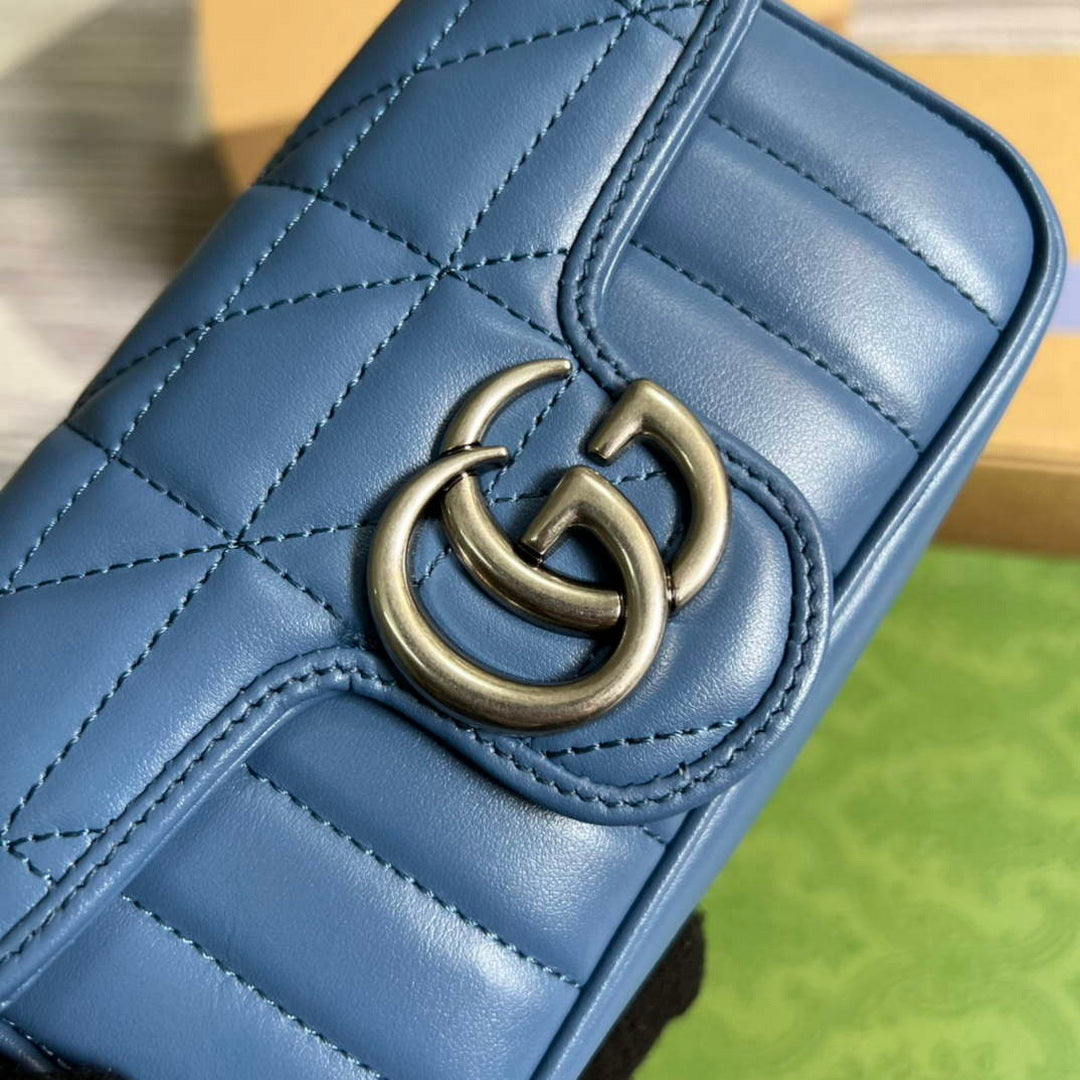 Gucci 476433 GG Marmont Super Mini Bag Blue