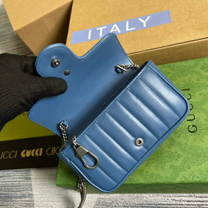 Gucci 476433 GG Marmont Super Mini Bag Blue - Default Title - View 7
