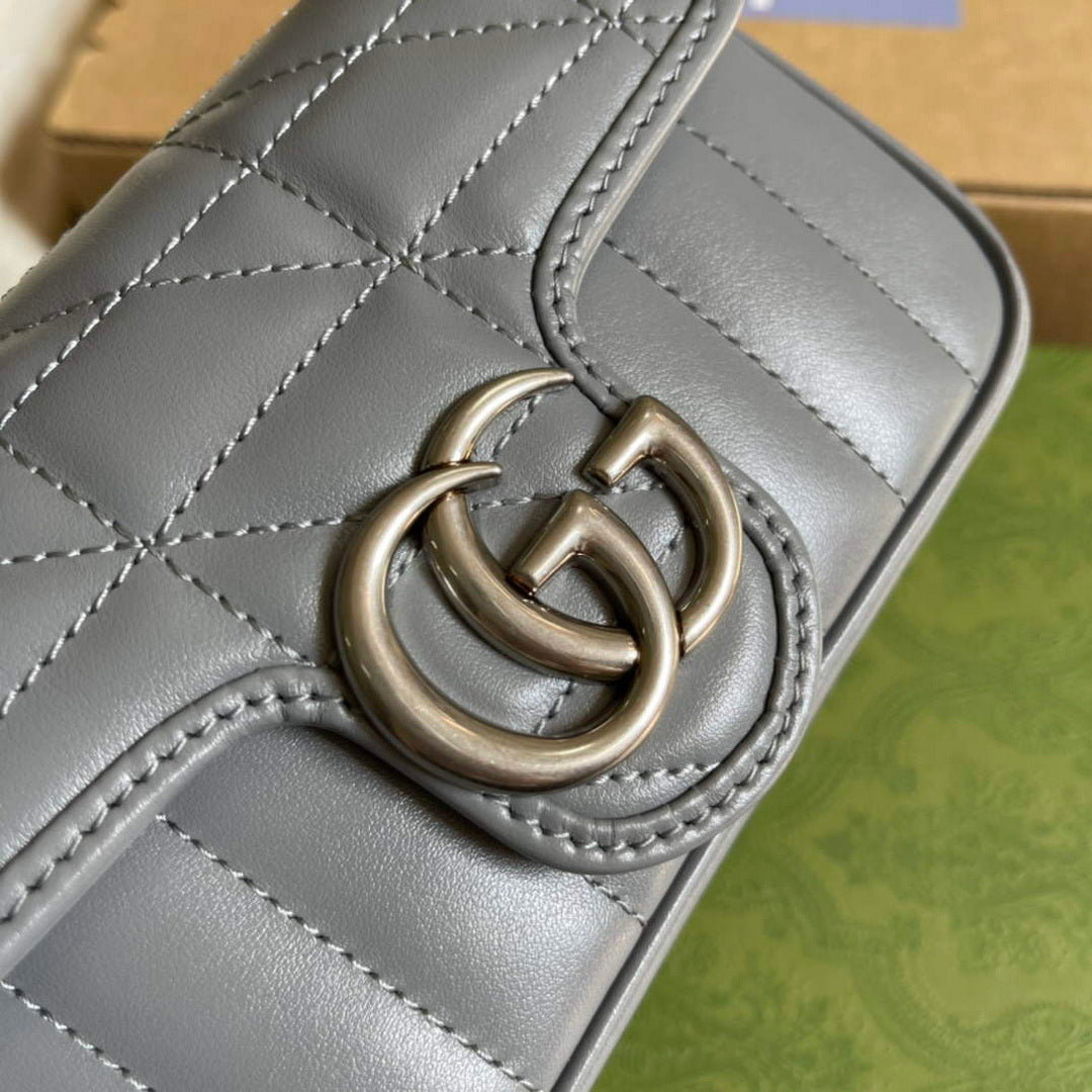 Gucci 476433 GG Marmont Super Mini Bag Grey