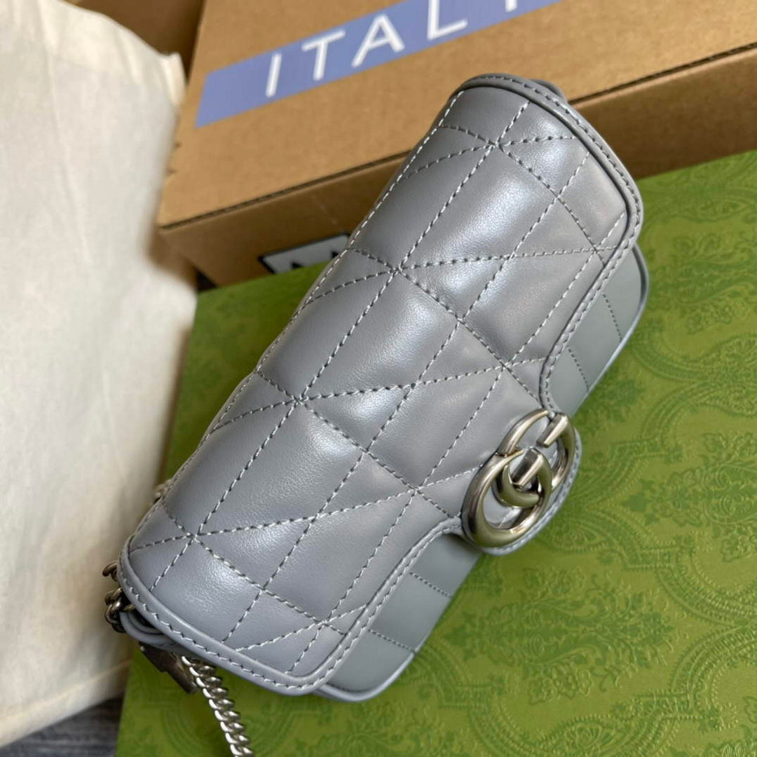 Gucci 476433 GG Marmont Super Mini Bag Grey