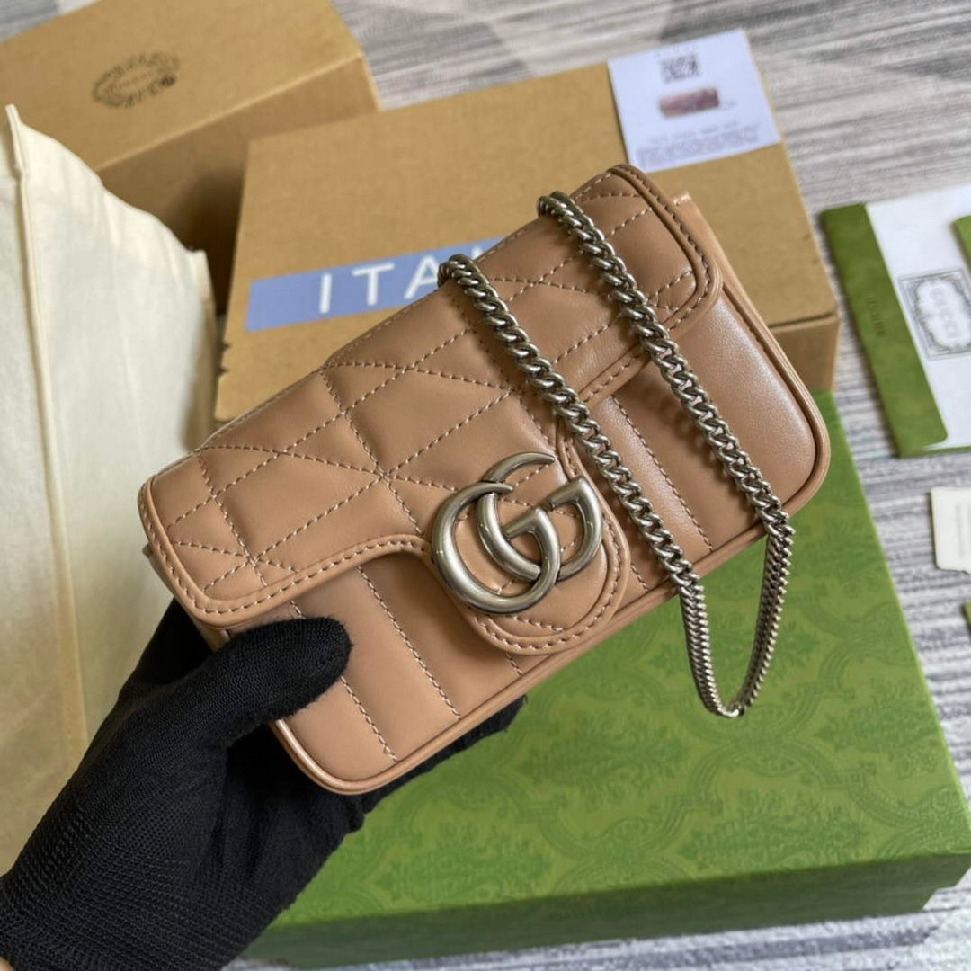 Gucci 476433 GG Marmont Super Mini Bag Pink - Default Title - View 1