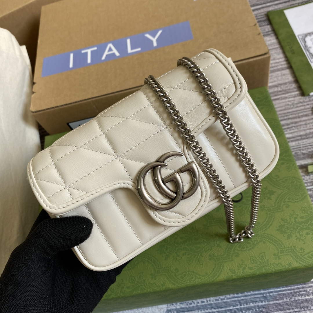 Gucci 476433 GG Marmont Super Mini Bag White - Default Title - View 1