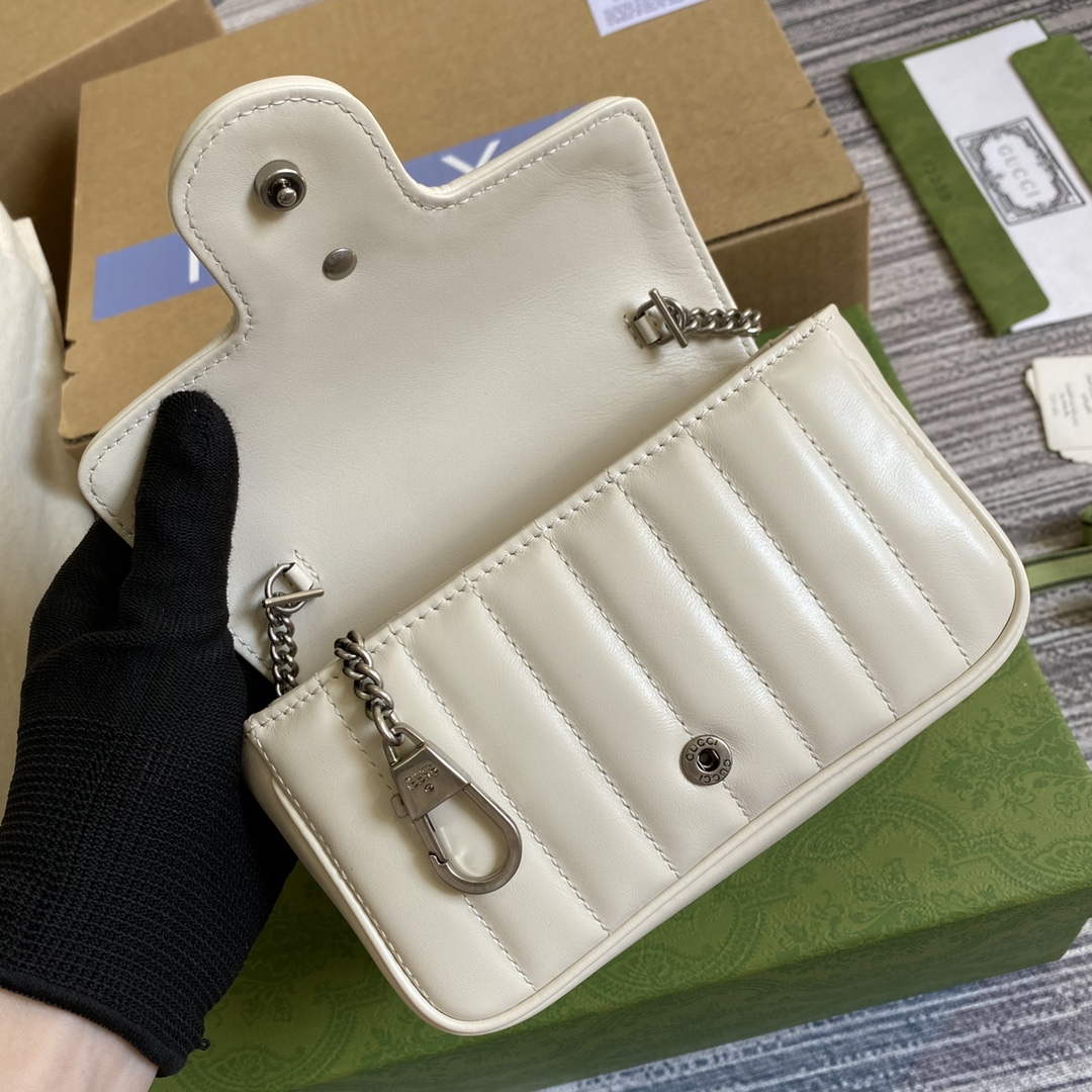 Gucci 476433 GG Marmont Super Mini Bag White