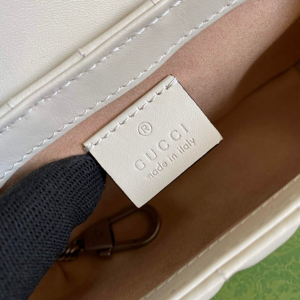Gucci 476433 GG Marmont Super Mini Bag White