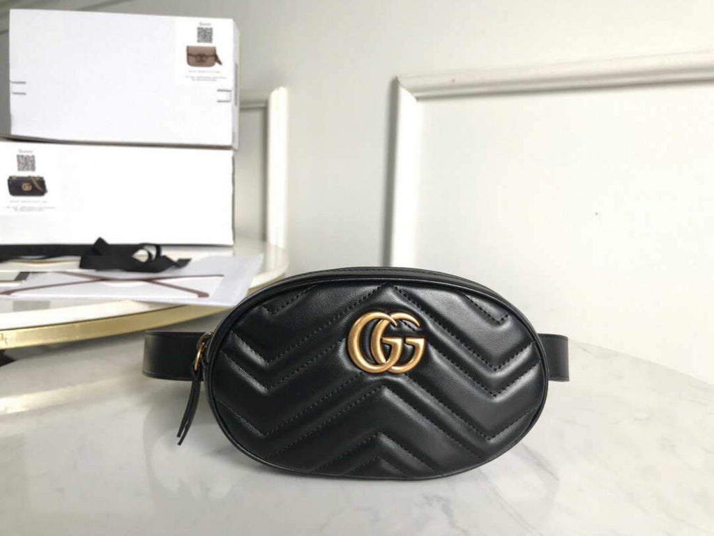 Gucci 476434 GG Marmont Matelass¨¦ Leather Belt Bag Black
