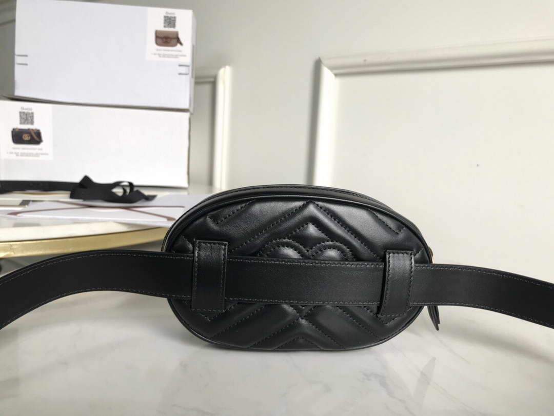 Gucci 476434 GG Marmont Matelass¨¦ Leather Belt Bag Black