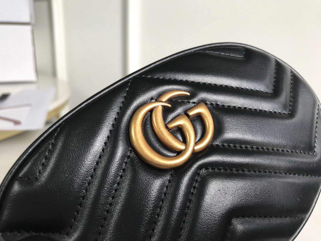 Gucci 476434 GG Marmont Matelass¨¦ Leather Belt Bag Black