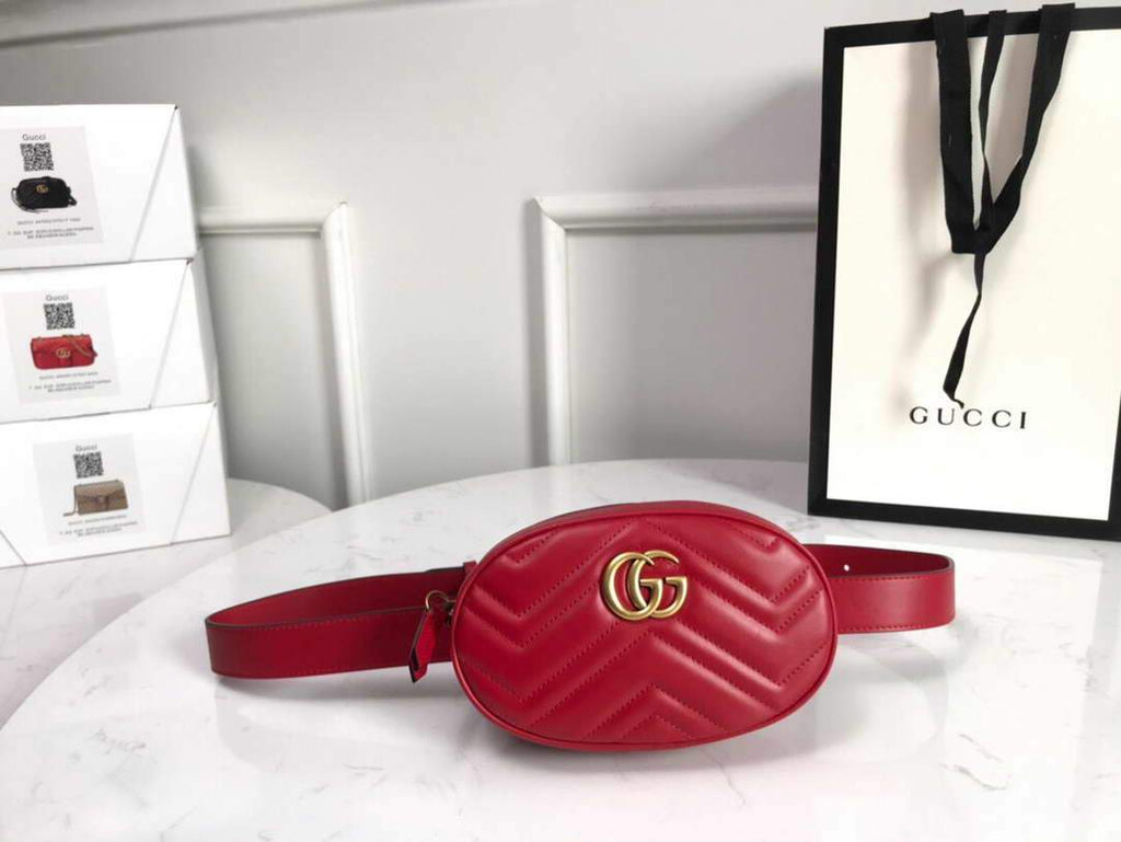 Gucci 476434 GG Marmont Matelass¨¦ Leather Belt Bag Red
