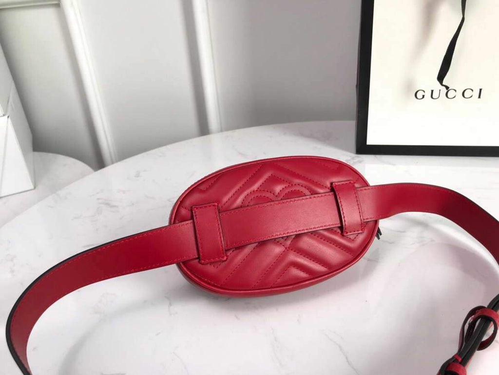 Gucci 476434 GG Marmont Matelass¨¦ Leather Belt Bag Red