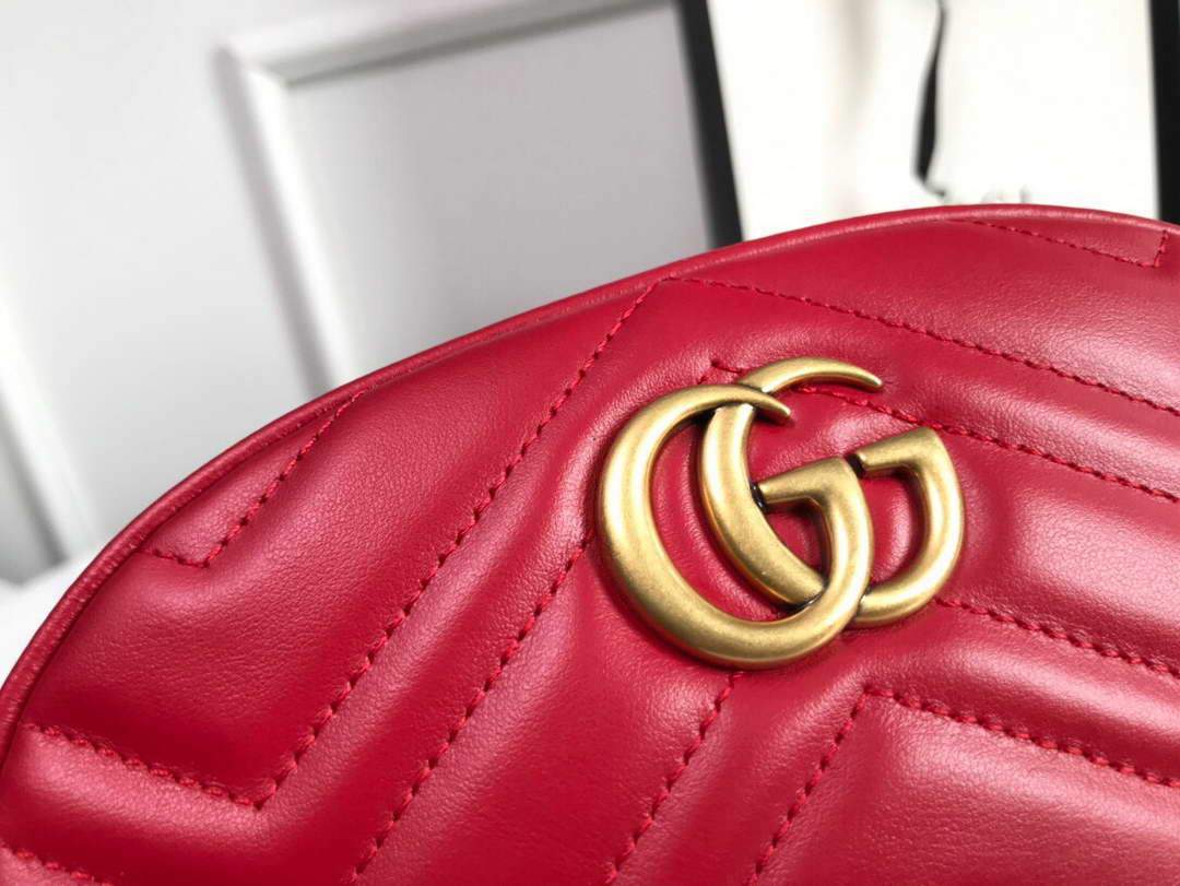 Gucci 476434 GG Marmont Matelass¨¦ Leather Belt Bag Red