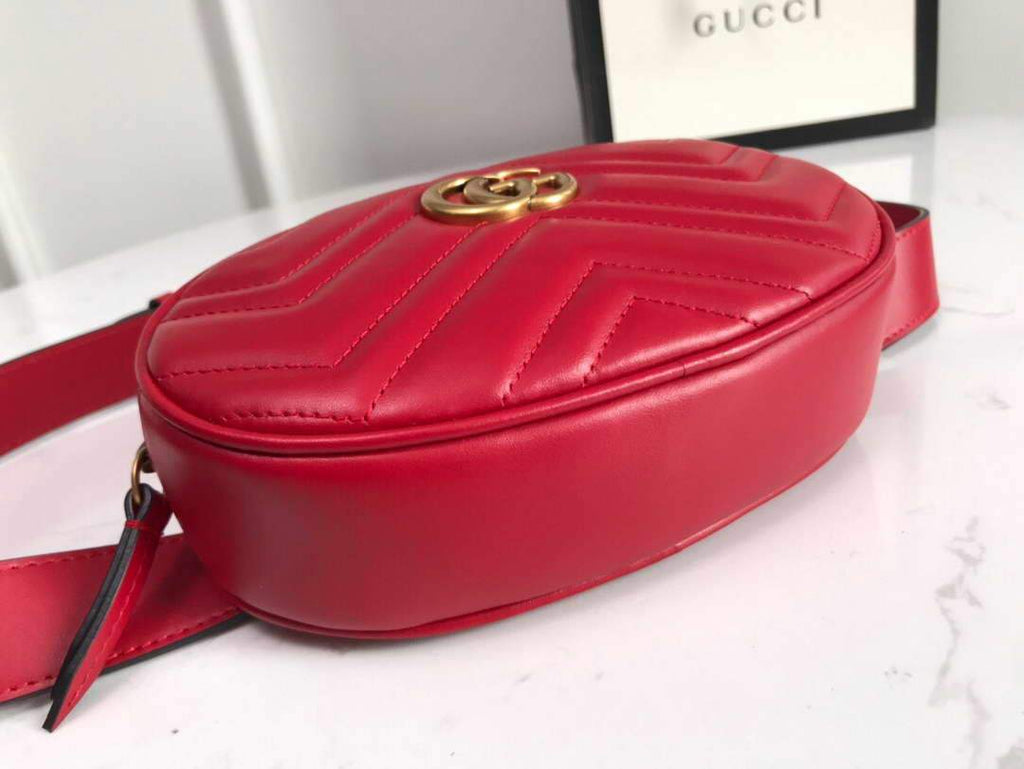 Gucci 476434 GG Marmont Matelass¨¦ Leather Belt Bag Red