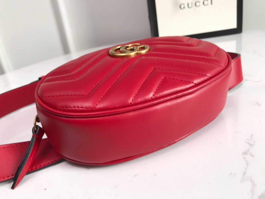 Gucci 476434 GG Marmont Matelass¨¦ Leather Belt Bag Red