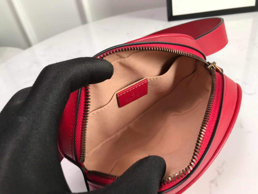 Gucci 476434 GG Marmont Matelass¨¦ Leather Belt Bag Red