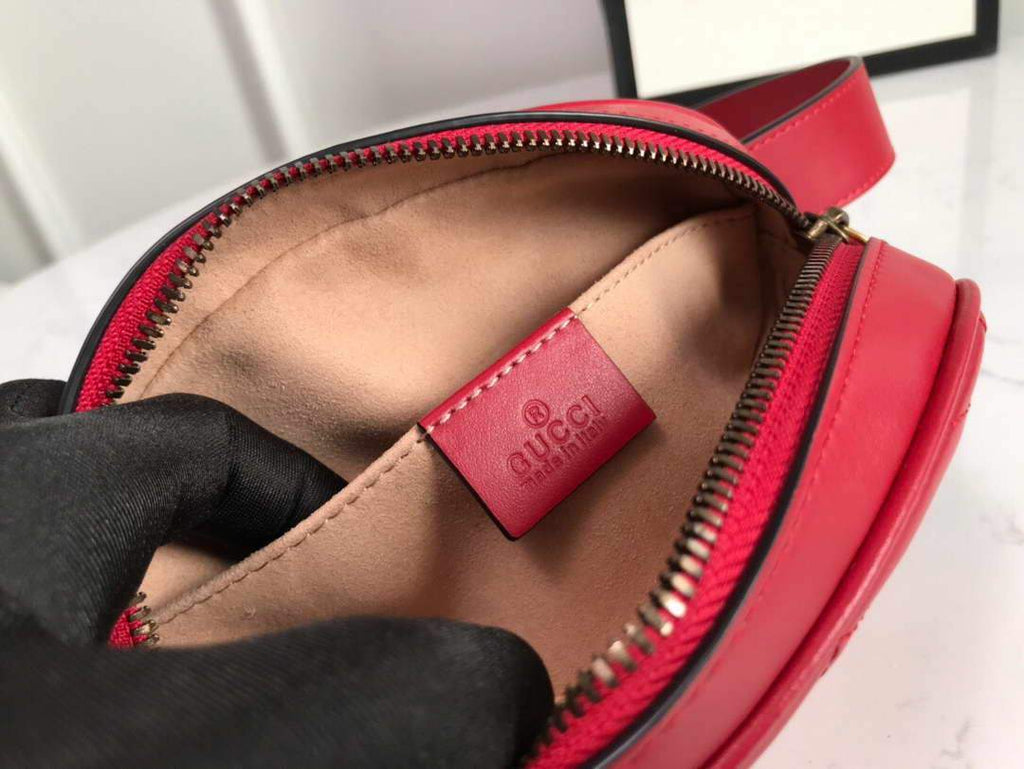 Gucci 476434 GG Marmont Matelass¨¦ Leather Belt Bag Red