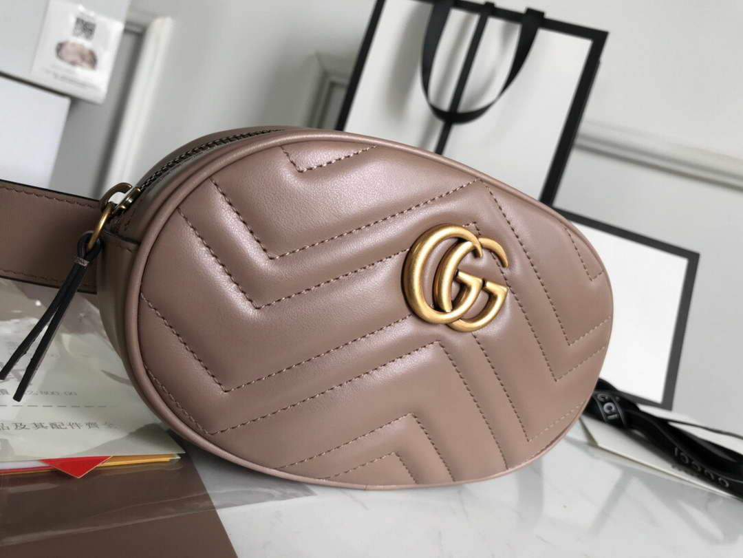 Gucci 476434 GG Marmont Matelass¨¦ Leather Belt Bag Light Pink