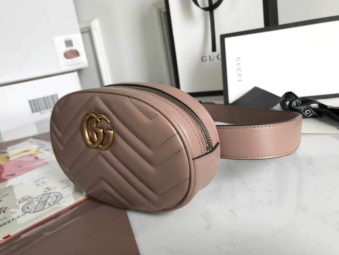 Gucci 476434 GG Marmont Matelass¨¦ Leather Belt Bag Light Pink