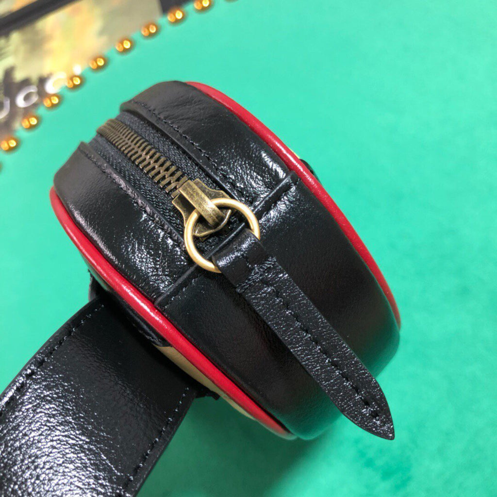Gucci 476434 GG Marmont Matelass¨¦ Leather Belt Bag Black Beige