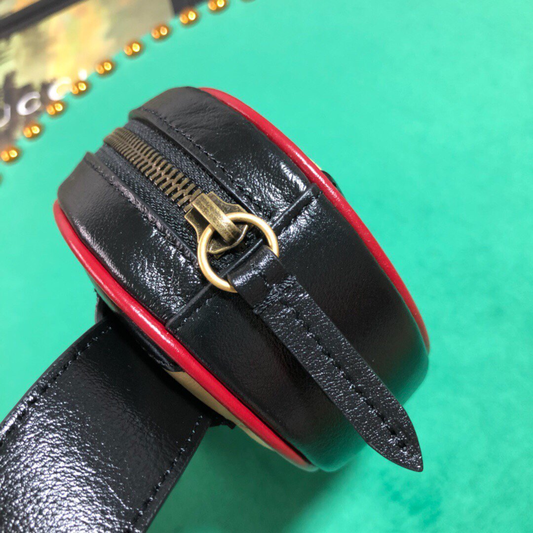 Gucci 476434 GG Marmont Matelass¨¦ Leather Belt Bag Black Beige