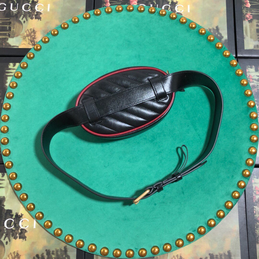 Gucci 476434 GG Marmont Matelass¨¦ Leather Belt Bag Black Red
