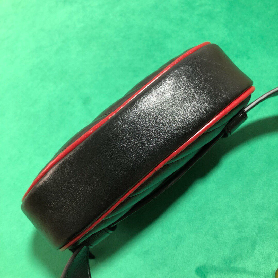 Gucci 476434 GG Marmont Matelass¨¦ Leather Belt Bag Black Red