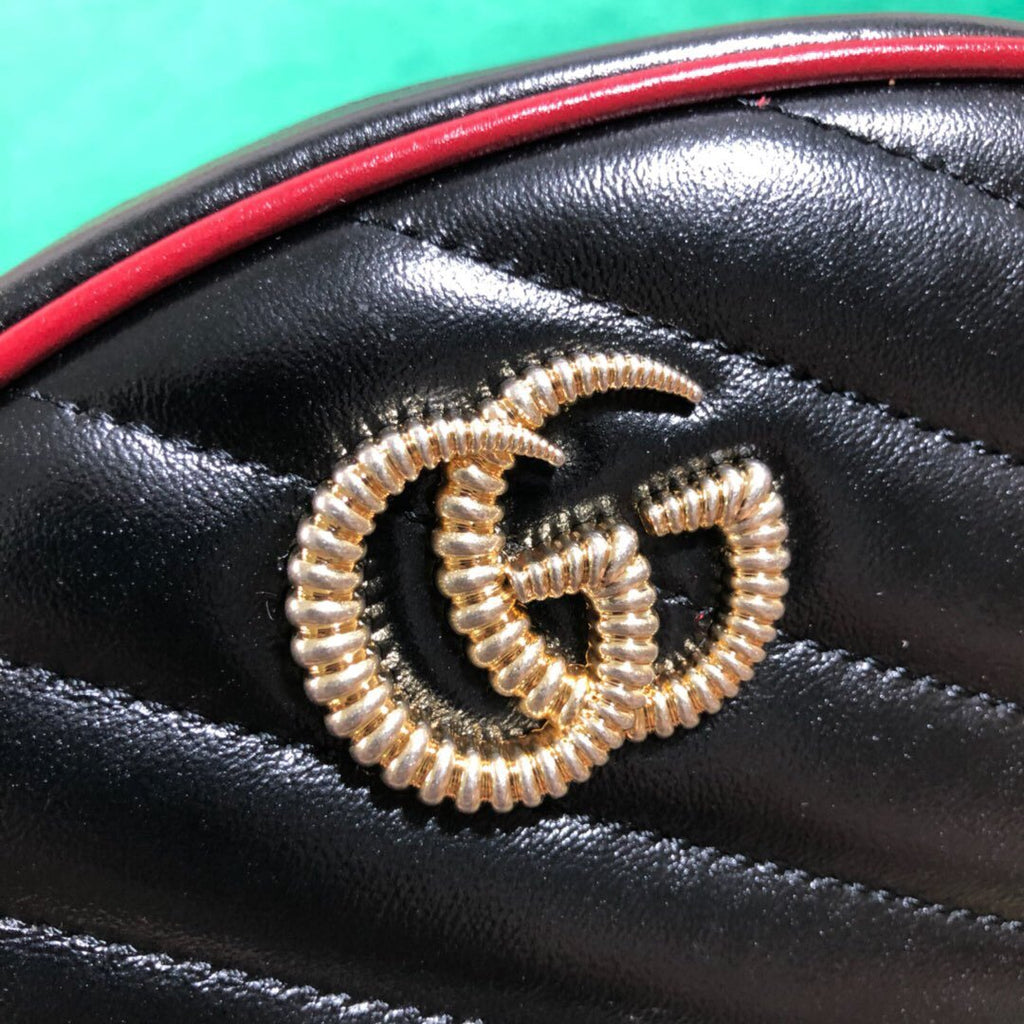 Gucci 476434 GG Marmont Matelass¨¦ Leather Belt Bag Black Red