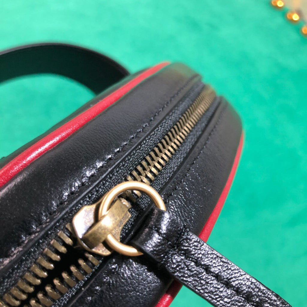 Gucci 476434 GG Marmont Matelass¨¦ Leather Belt Bag Black Red