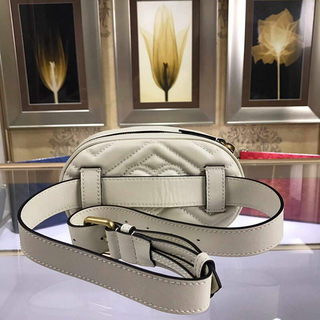 Gucci 476434 GG Marmont Matelass¨¦ Leather Belt Bag White