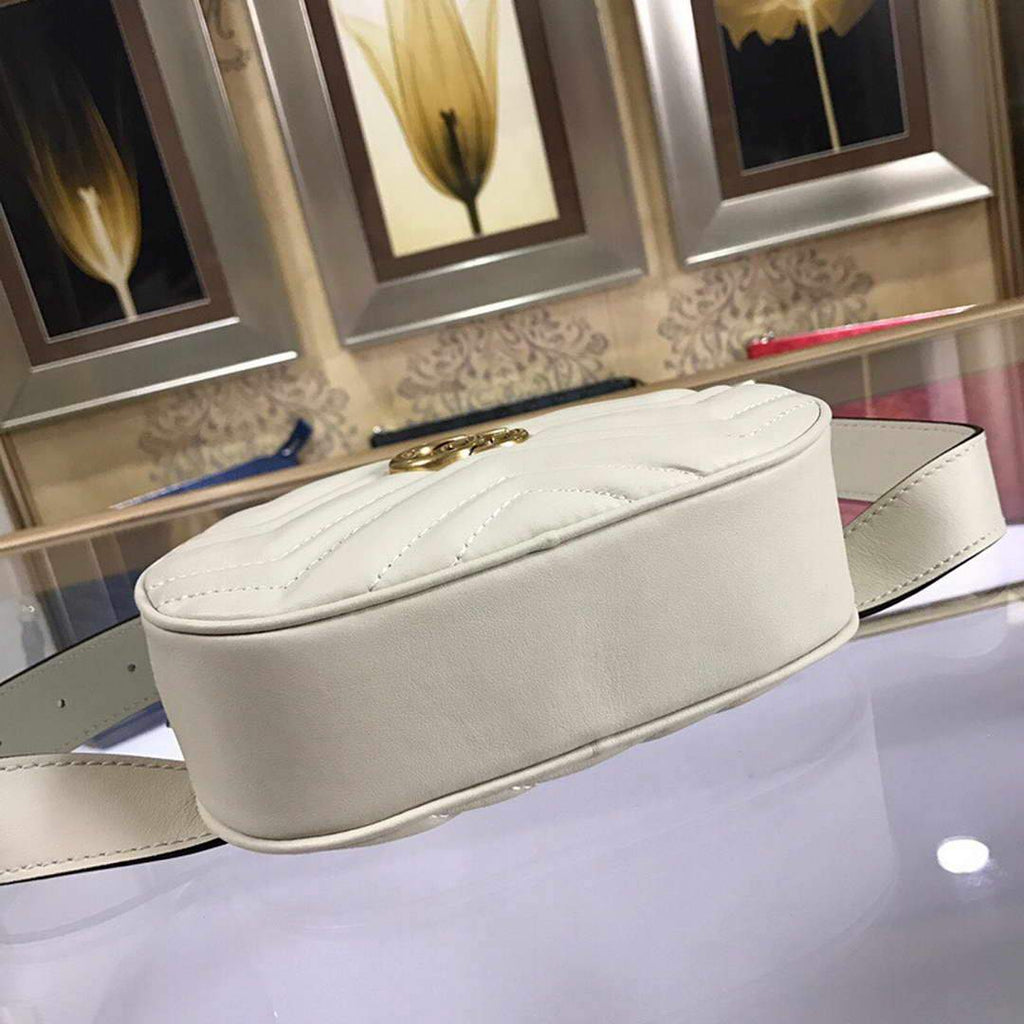 Gucci 476434 GG Marmont Matelass¨¦ Leather Belt Bag White