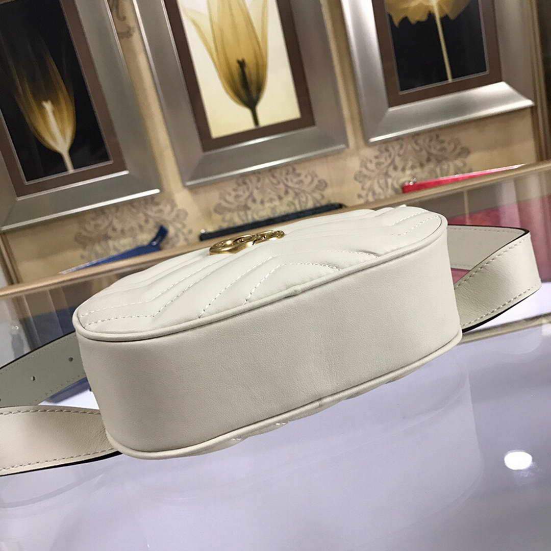 Gucci 476434 GG Marmont Matelass¨¦ Leather Belt Bag White