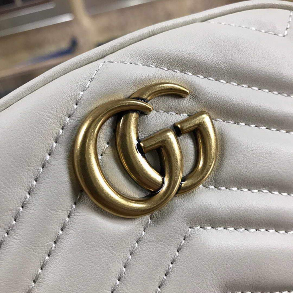 Gucci 476434 GG Marmont Matelass¨¦ Leather Belt Bag White